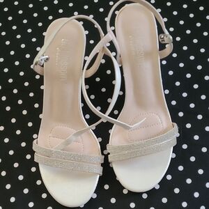 Charles Jourdan White and Silver Strappy Sandals